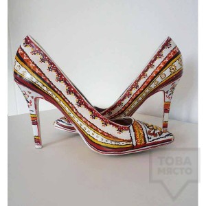 Дизайнерски дамски обувки Kareez Art Line - Народни шевици