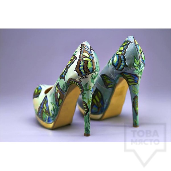 Дизайнерски дамски обувки Kareez Art Line - Пеперуди