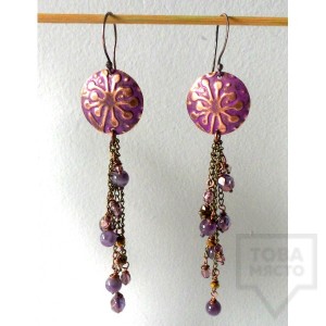 Ръчно изработени обеци Katano - violet sunset