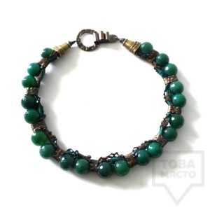 Ръчно изработено колие Katano - green agate