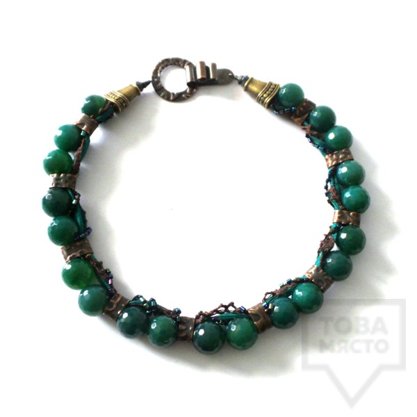 Ръчно изработено колие Katano - green agate