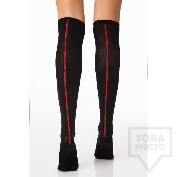 Дамски дълги чорапи KrakMe - Hot Line Black