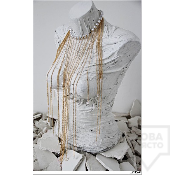 Дизайнерско колие LXA - Golden Pearls