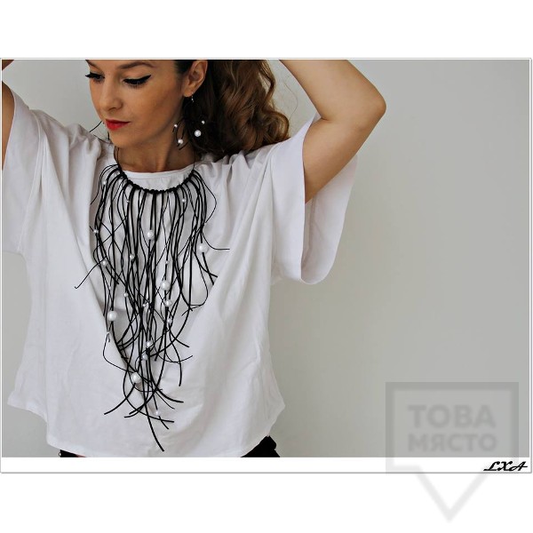 Дизайнерско колие LXA - Leather Pearls