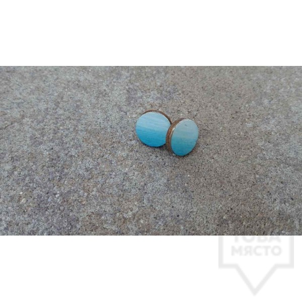 Дървени обеци Lollipop - Небе