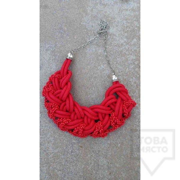 Ръчно изработено колие Lollipop - Червено въже