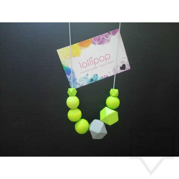 Ръчно изработено колие Lollipop - дървени топчета и въже