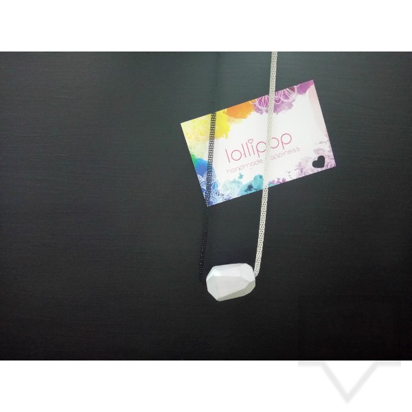 Ръчно изработено колие Lollipop - дърво и верижка - черно и бяло