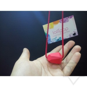 Ръчно изработено колие Lollipop - дърво и верижка - червено