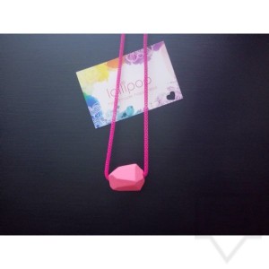 Ръчно изработено колие Lollipop - дърво и верижка - цикламено