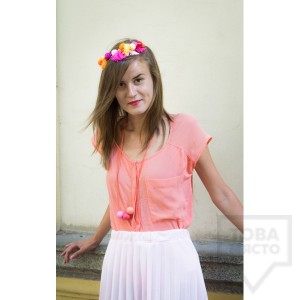 Ръчно изработено колие Lollipop - дърво и верижка в розово и оранжево.