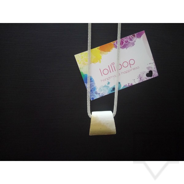 Ръчно изработено колие Lollipop - дърво и верижка - златно