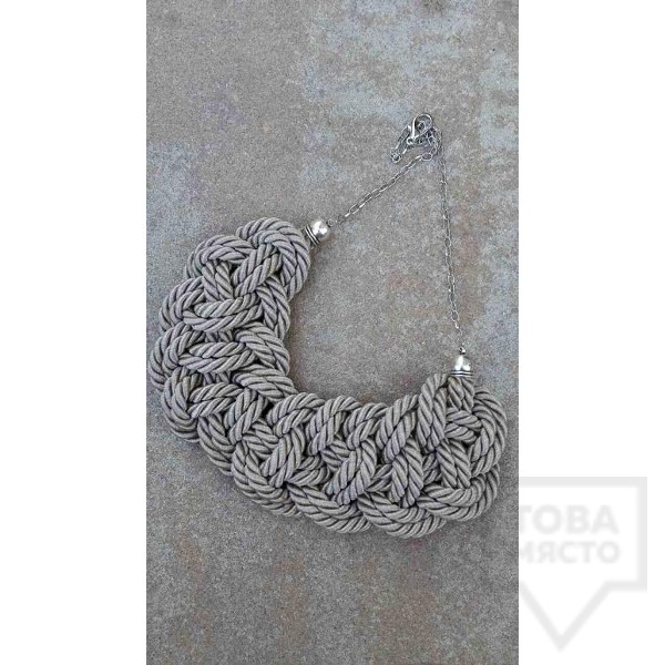 Ръчно изработено колие Lollipop - Сиво въже