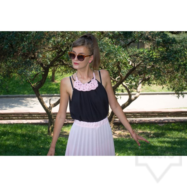 Ръчно изработено колие Lollipop - въже с панделка - розово