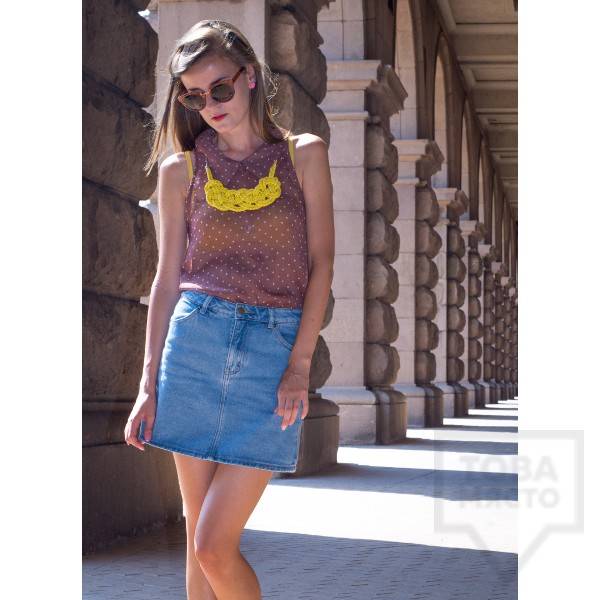 Ръчно изработено колие Lollipop - въже с панделка - жълто