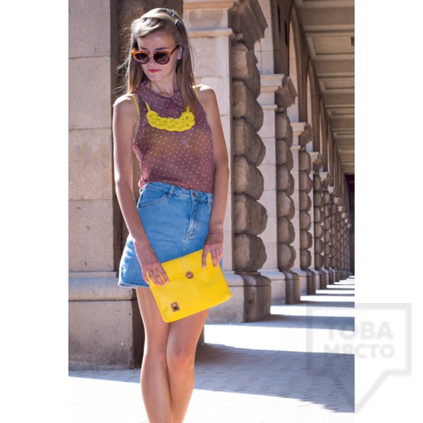 Ръчно изработено колие Lollipop - въже с панделка - жълто