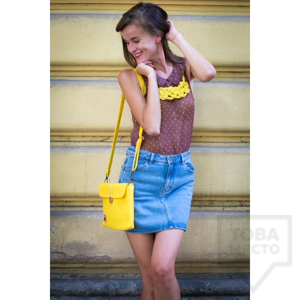 Ръчно изработено колие Lollipop - въже с панделка - жълто