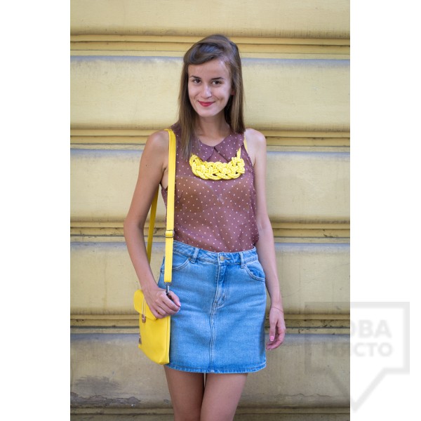 Ръчно изработено колие Lollipop - въже с панделка - жълто