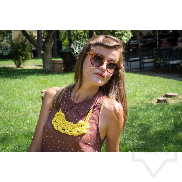 Ръчно изработено колие Lollipop - въже с панделка - жълто