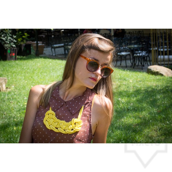 Ръчно изработено колие Lollipop - въже с панделка - жълто