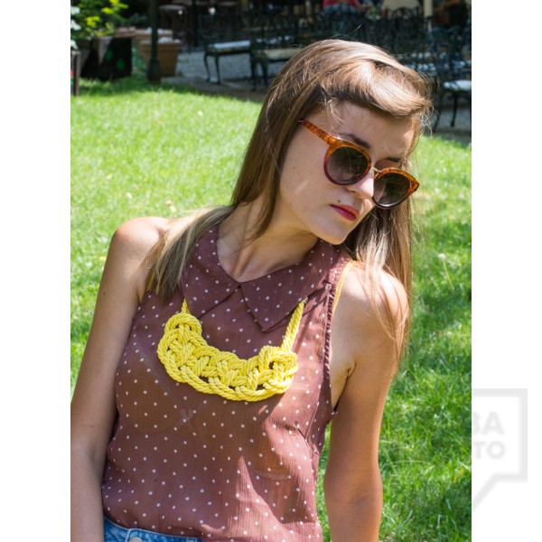 Ръчно изработено колие Lollipop - въже с панделка - жълто