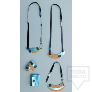 Гривни и колиета MODO - син лак и корк