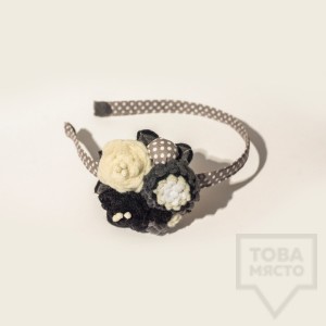 Диадема за коса Marieta - сива с цветя