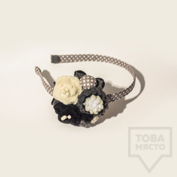 Диадема за коса Marieta - сива с цветя