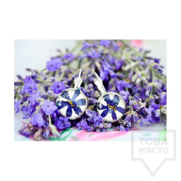 Дизайнерски обеци MeganFlo - висящи сини градини