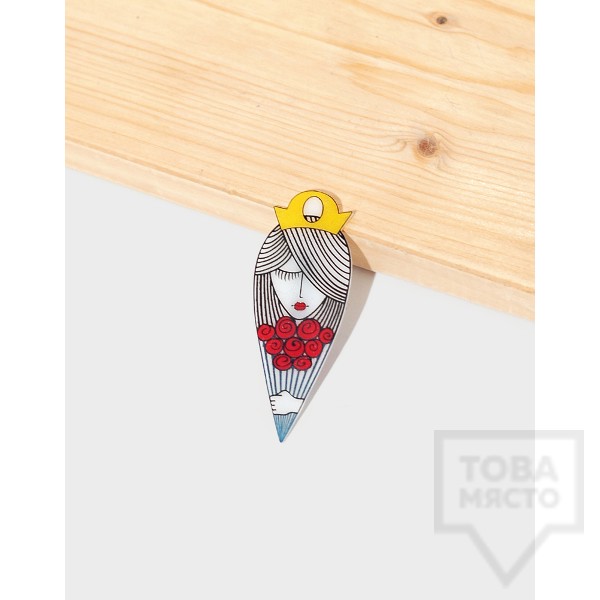 Брошка Mihha - Girl with roses