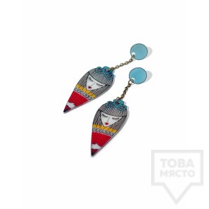  Дизайнерски обеци Mihha - Girl with a fan