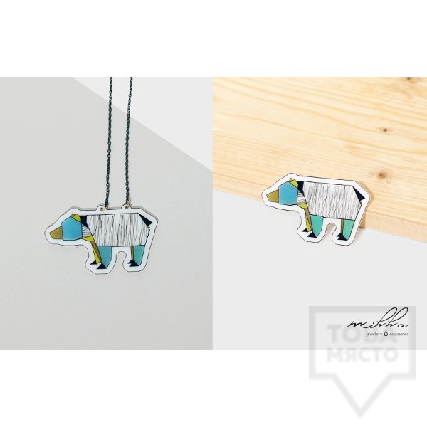 Дизайнерско колие Mihha - Origami Bear