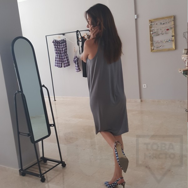 Дизайнерска рокля My Magenta - middle simple grey