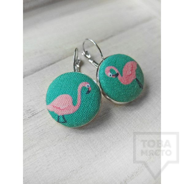 Обеци Nadya's Knit - фламинго
