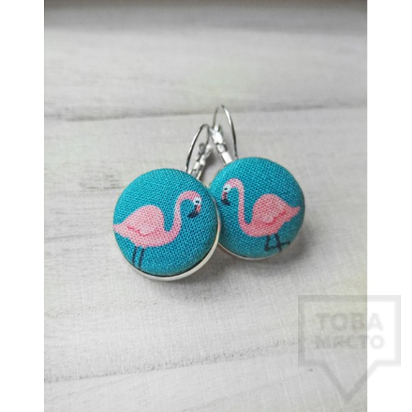 Обеци Nadya's Knit - фламинго