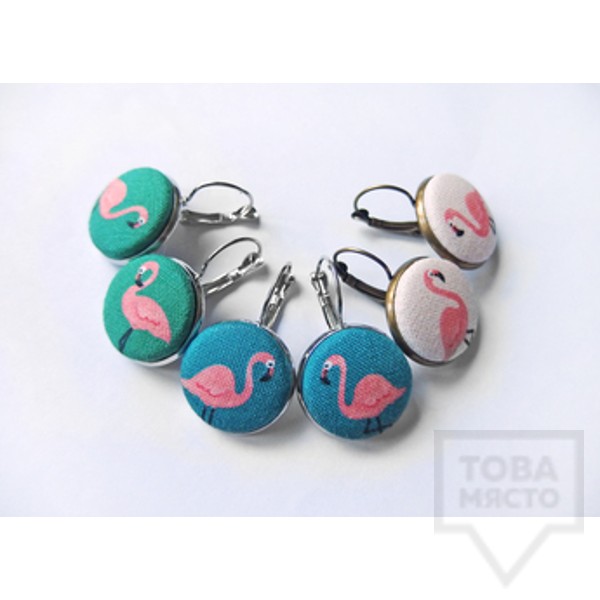 Обеци Nadya's Knit - фламинго