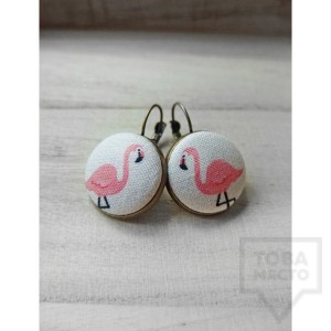 Обеци Nadya's Knit - фламинго
