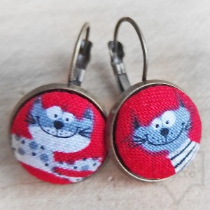 Обеци Nadya's Knit - смешни котки