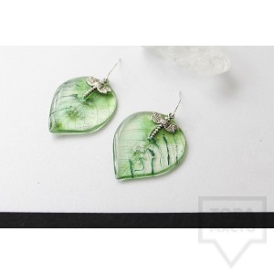 Дизайнерски обеци Nimeria Shop - Everlasting Bouquet green firefly