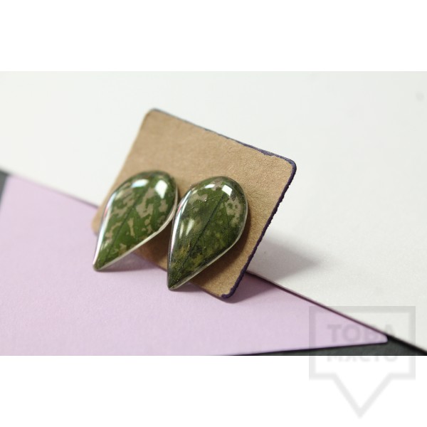 Дизайнерски обеци Nimeria Shop - Forest Raindrops - Green Dalmatian