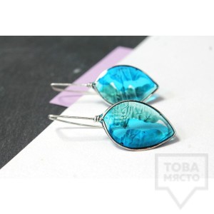 Дизайнерски обеци Nimeria Shop - Seethrough petals Deep sea