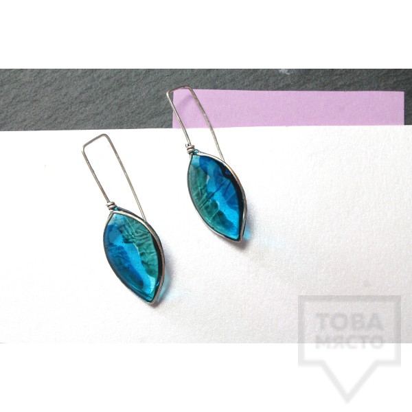 Дизайнерски обеци Nimeria Shop - Seethrough petals Deep sea