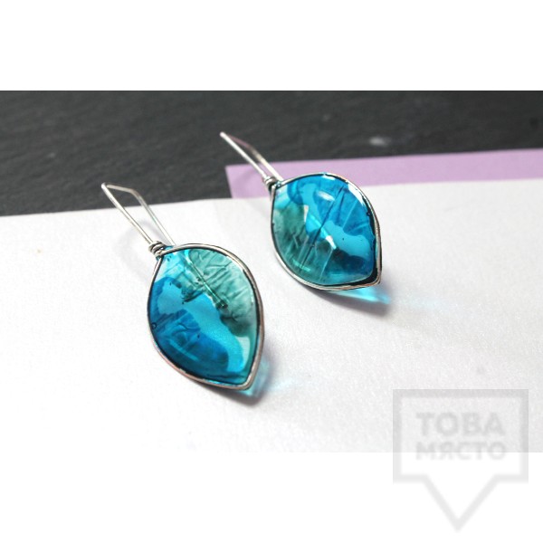 Дизайнерски обеци Nimeria Shop - Seethrough petals Deep sea