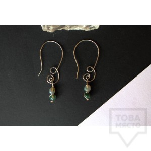 Дизайнерски обеци Nimeria Shop - Silver Knots jade wings