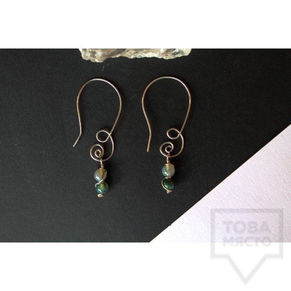 Дизайнерски обеци Nimeria Shop - Silver Knots jade wings