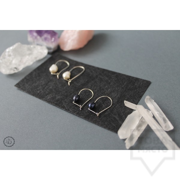 Дизайнерски обеци Nimeria Shop - Silver Knots Pearls