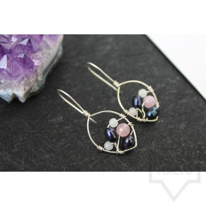 Дизайнерски обеци Nimeria Shop - Silver Knots pearls and stones