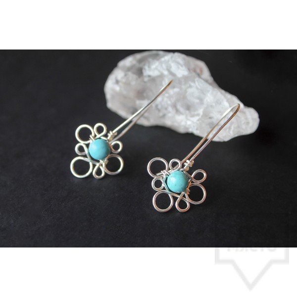 Дизайнерски обеци Nimeria Shop - Silver Knots turquoise bubbles