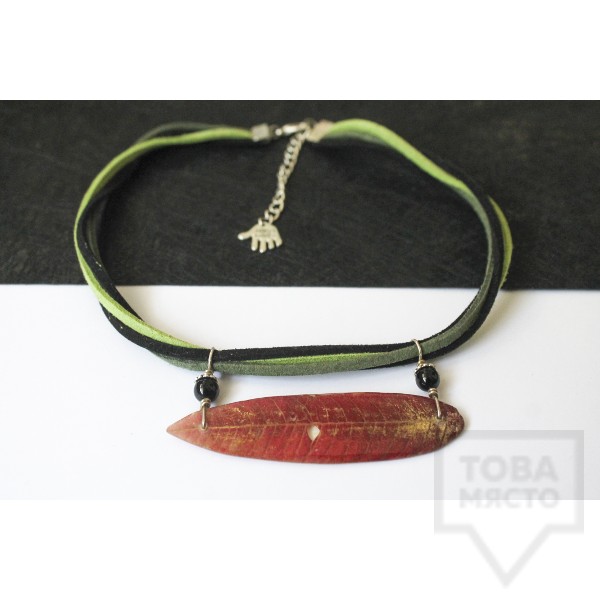 Дизайнерско колие Nimeria Shop - Everlasting Bouquet - green and red choker