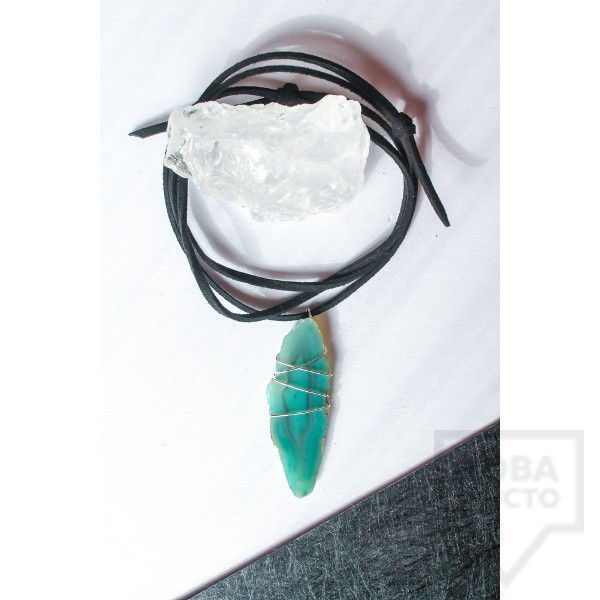 Дизайнерско колие Nimeria Shop - Green agate